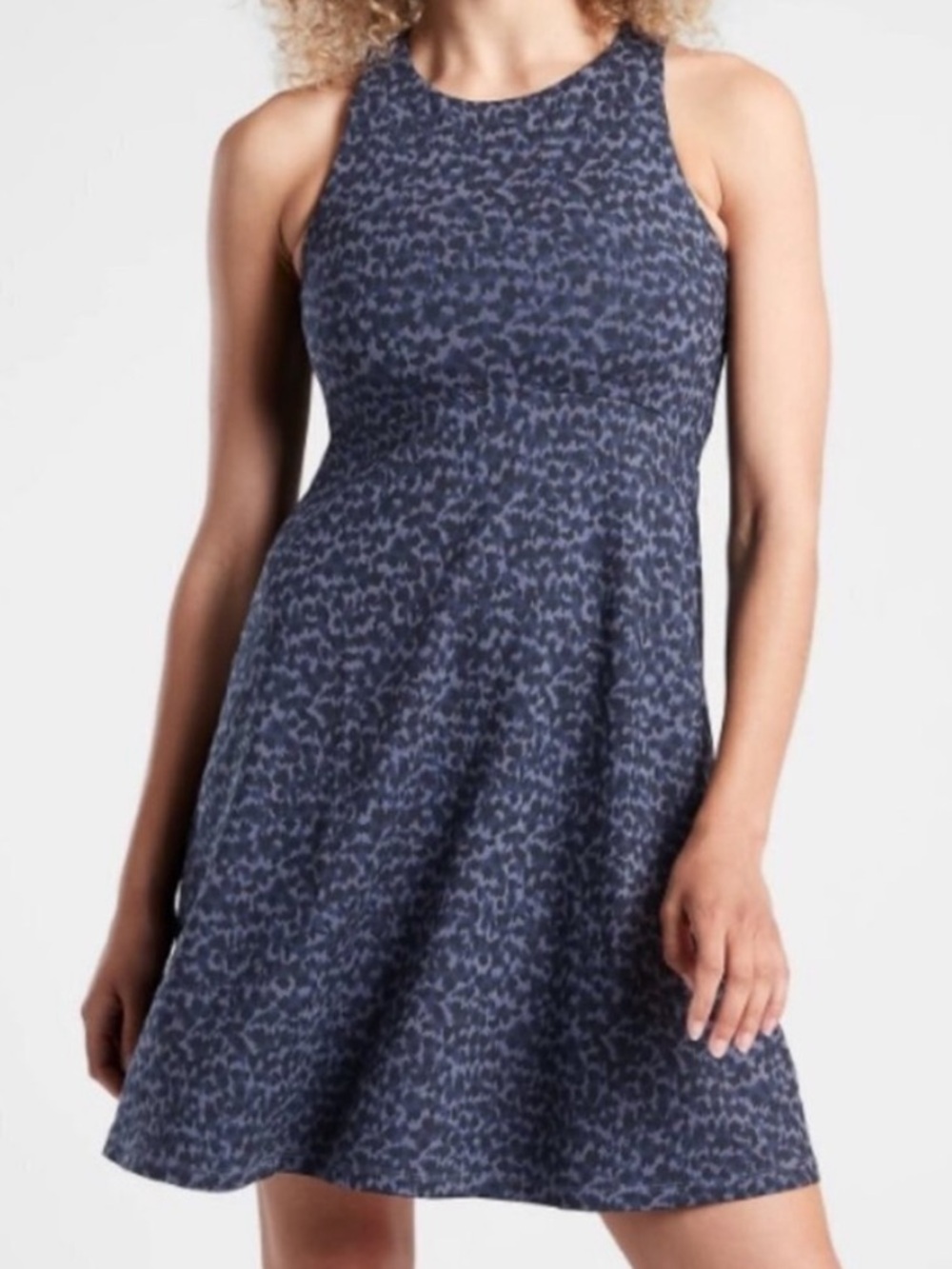 Athleta Blue Printed A-Line Dress
